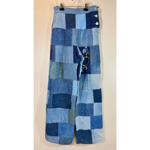 NWOT Vintage Forgotten Saints Upcycled Patchwork Embroidered Wide Leg Jeans M